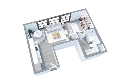 Floor plan for studio, 1 bath, 490 sqft